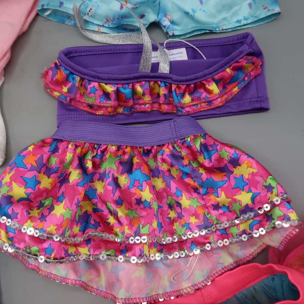 Lot Of Build A Bear Outfits BABW Swimsuit Shoes Frozen Shorts Top Mermaid tail - Picture 3 of 10